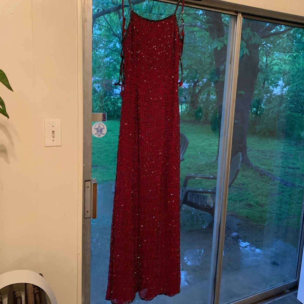 Red Vintage Beaded Prom Dress